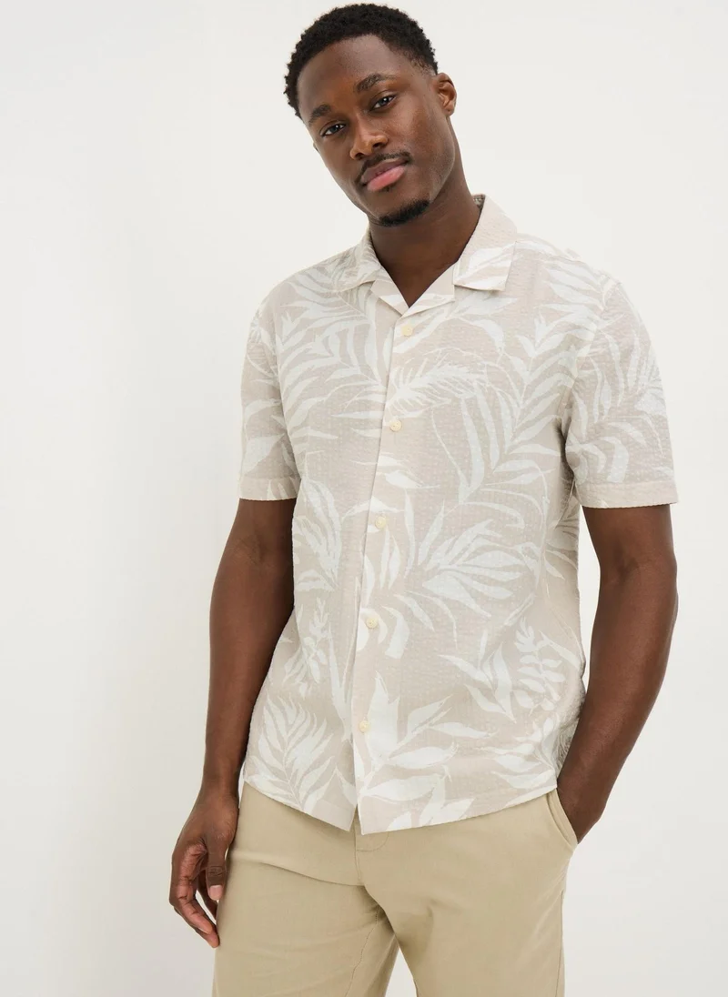 ماتلان Stone Palm Seersucker Short Sleeve Shirt
